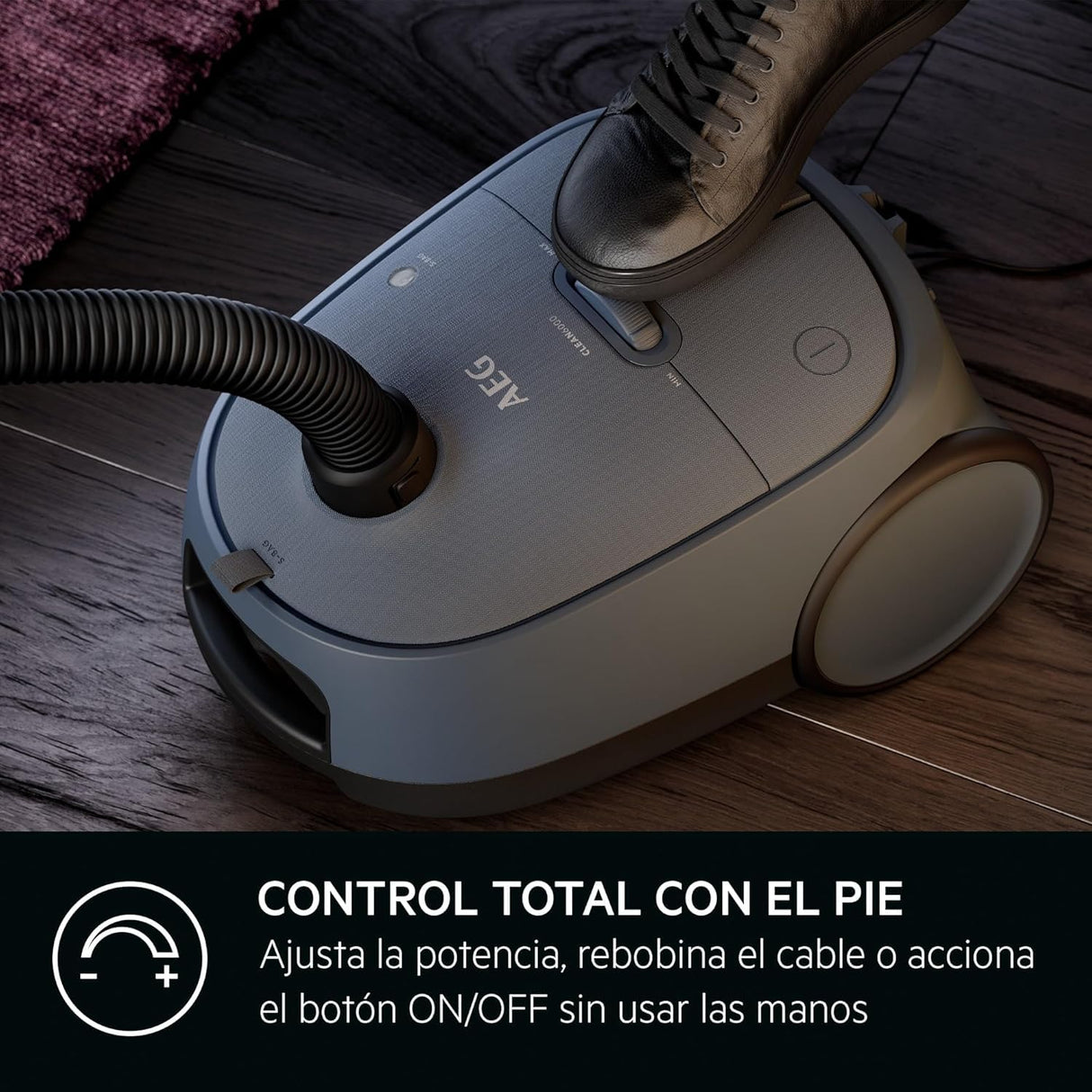 AEG Aspiradora de Trineo Con Bolsa AB61C2DBS, 850W, Filtro HEPA, Capacidad 3,5 L, Radio de Acción 12m, Ruedas XL, Cepillo Parketto, Boquilla 3 en 1, Incluye 1 bolsa, Azul