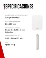 Canon Zoemini 2, Impresora Fotográfica Instantánea y compacta (para Smartphones), Impresión Zink sin Tinta sobre Papel Térmico (50x76 mm), Bluetooth 5.0, Carga USB-C, Blanco