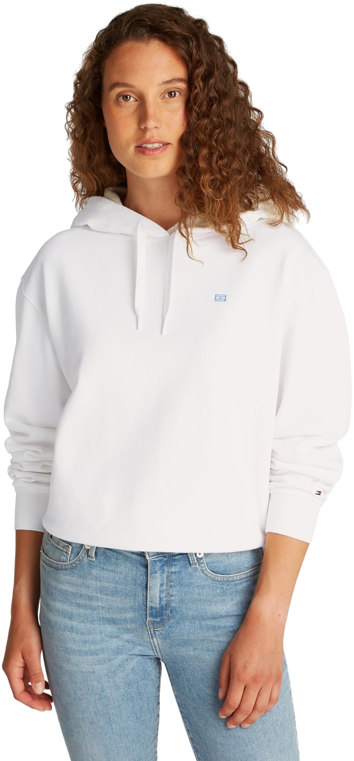 Tommy Hilfiger Hoodie Mujer Contrast Flag Regular Fit, Blanco (Ecru), S