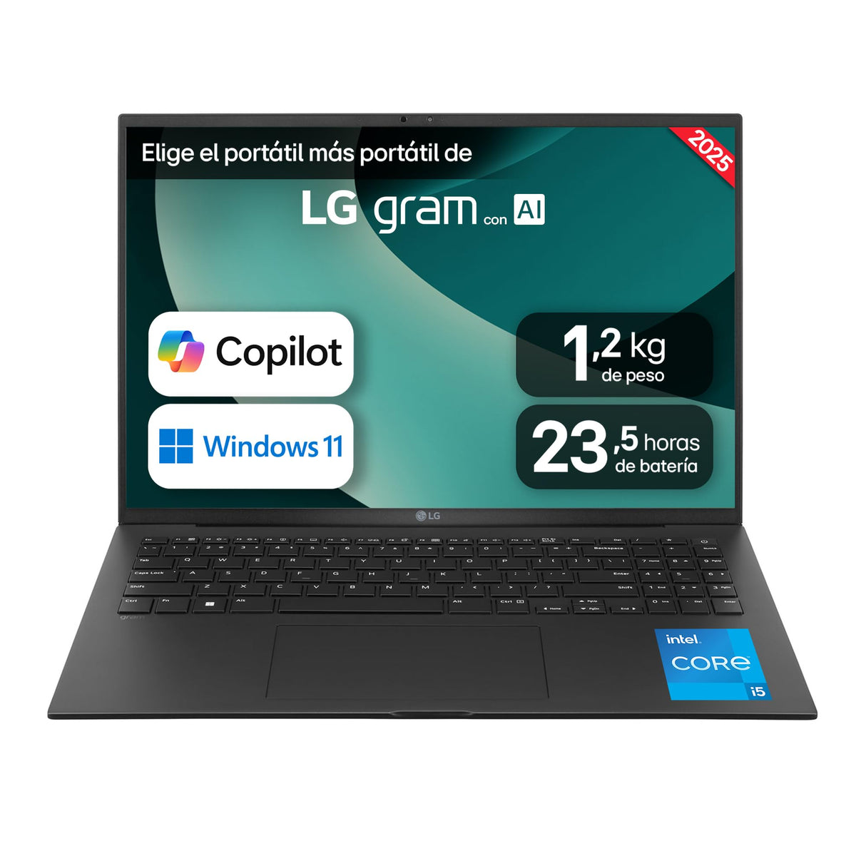 LG gram 16Z90RU-G.AA55B Portátil Ultraligero 16 Pulgadas, IPS WQXGA, Intel Core i5-1334U (10 núcleos), 16GB RAM, 512GB SSD, 1.199 kg, Intel Graphics, Batería hasta 23.5h, Windows 11 Home, Negro