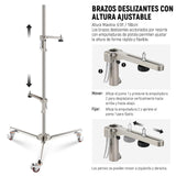 NEEWER Soporte de luz de Acero Inoxidable de 198 cm, Soporte de trípode Resistente con Ruedas giratorias, 2 Brazos deslizantes con Agarre de Pistola, Pata Plegable para fotografía, Caja de luz
