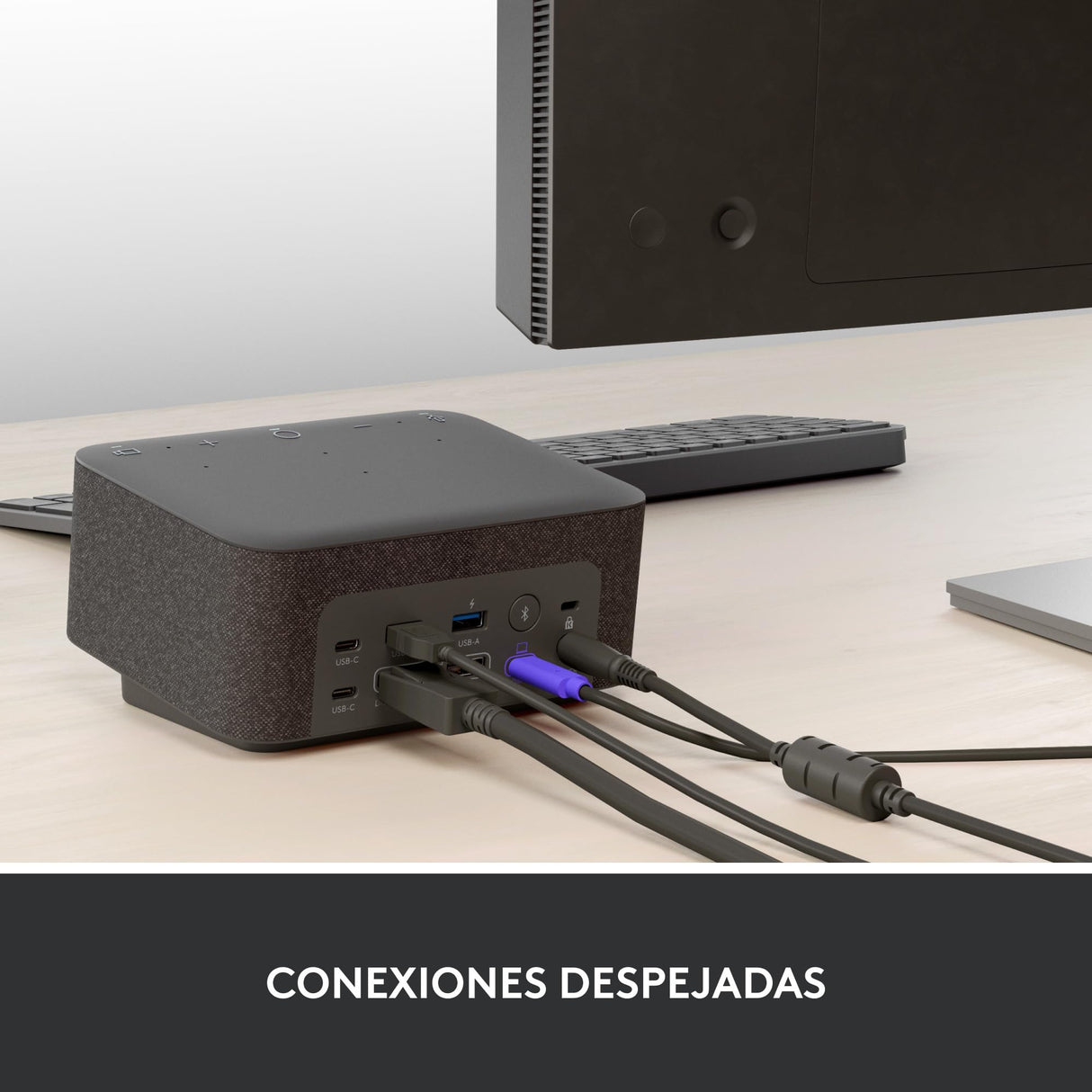 Logitech - Logi Dock, Todo en uno USB C Base de conexión para portátil, Altavoz, micrófonos con cancelación de Ruido, Bluetooth, HDMI, certificación para Zoom, Google Meet, Google Voice - Grafito