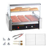 VEVOR Máquina de Rodillos para Perros Calientes de 56,2 x 47,5 x 44,2 cm con una Parrilla de Acero Inoxidable de Calidad Comercial, 50 °C-250 °C, 2,2 kW, para Puestos de Comida, Fiestas y Barbacoas