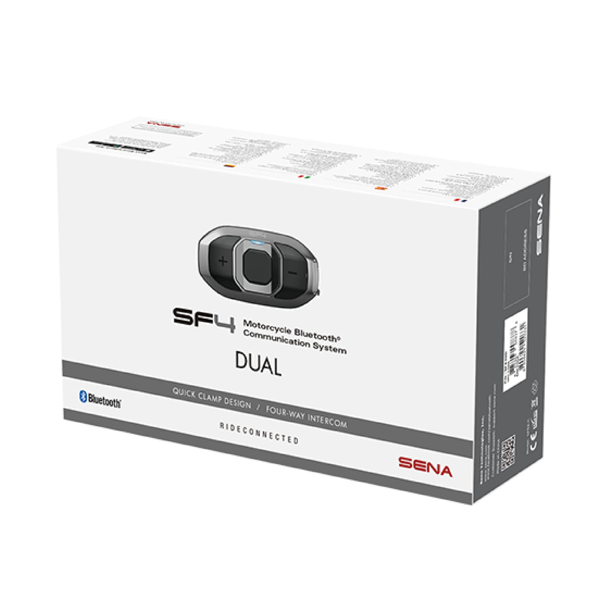 Sena SF4-02D serie SF - Sistema de comunicación Bluetooth para motocicleta con altavoces dobles, intercomunicador de 4 vías, paquete doble