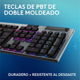 Logitech G G915 X LIGHTSPEED Teclado para gaming inalámbrico de perfil bajo, teclas de PBT de doble moldeado, elegante acabado en aluminio, interruptores táctiles marrones GL, PC/Mac,QWERTY ESP,Negro