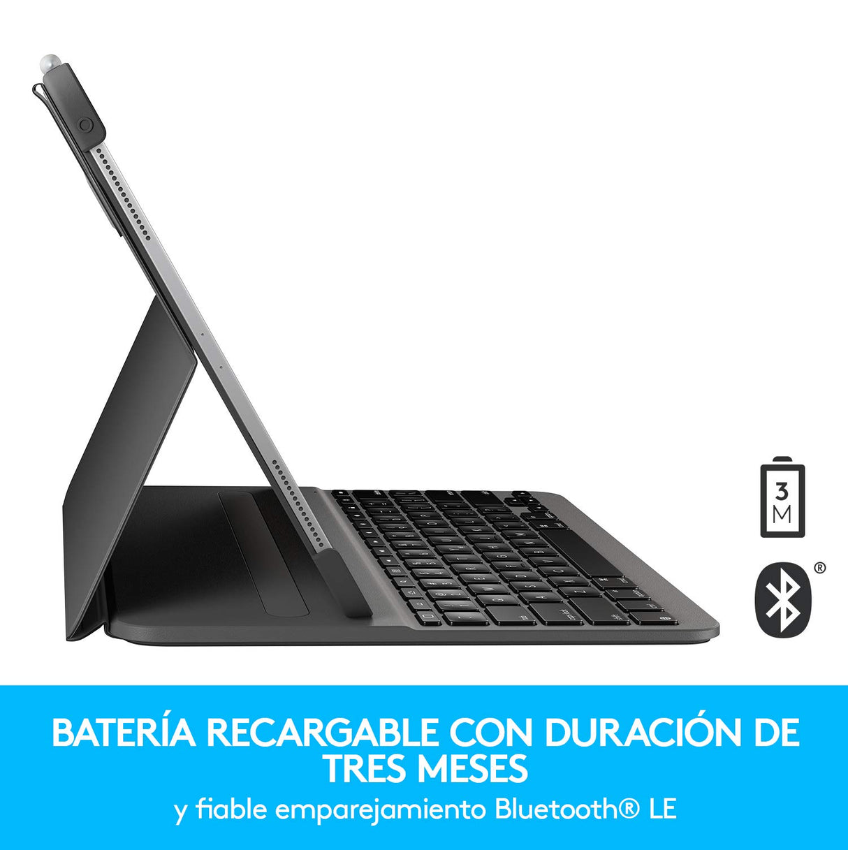 Logitech Slim Folio Pro Funda para iPad con Teclado Inalámbrico Bluetooth, iPad Pro 12,9 Pulgadas 3.ª Gen Modelos A1876, A1895, A1983, A2014, Teclas Retroiluminadas, Disposición QWERTY Italiano