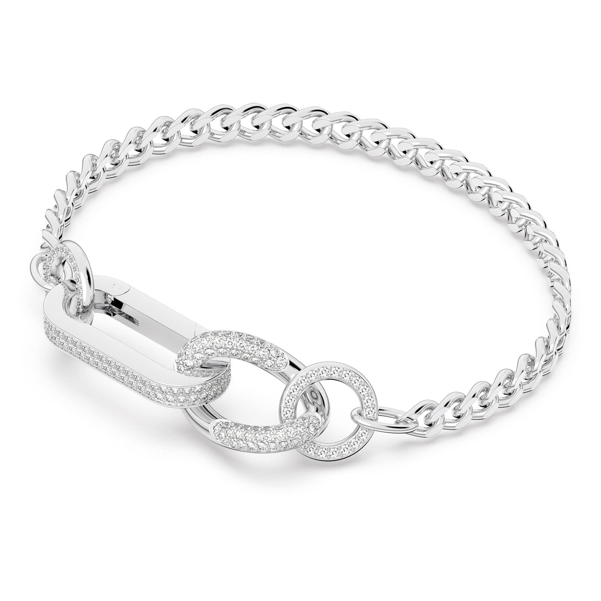 Swarovski Pulsera Dextera, Pavé, Mezcla de eslabones, Blanca, Baño de rodio