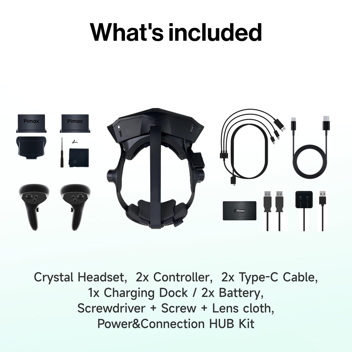 Pimax Crystal - Gafas de Realidad Virtual con Doble Motor para PC y Todo en Uno, Paneles Duales QLED+Mini-LED con Resolución de 5760x2880, Negros Más Puros y Cristalino, 256 GB