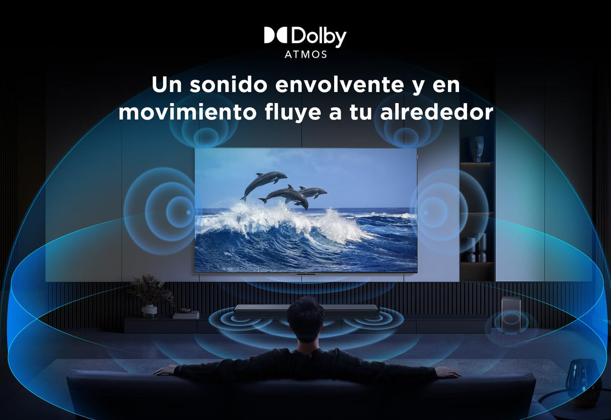 TCL Barra de Sonido S55HE 2.1, 220 vatios, Cine en casa, expansión de Sonido, Dolby Atmos, DTS Virtual:X, Barra de Sonido con subwoofer, Mando a Distancia único, Bluetooth 5.3, HDMI, USB