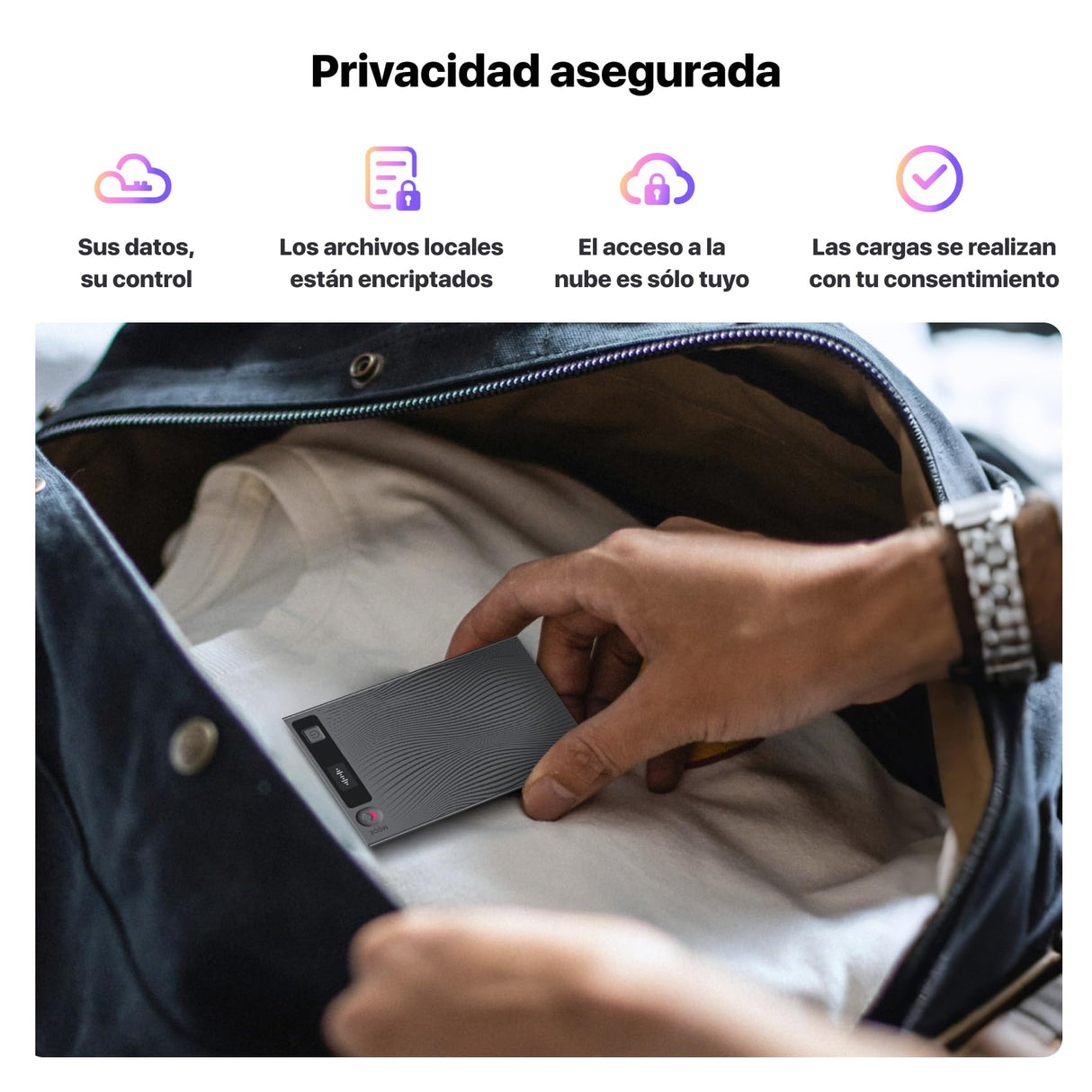 Mobvoi TicNote - Grabadora de Voz IA 64GB con Memoria, Estuche, Control por App, 100+ Idiomas con IA “Shadow“, Grabadora Digital para Llamadas, Clases y Reuniones