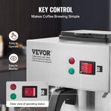 VEVOR Cafetera de Goteo Comercial Máquina de Café con 3 Jarras de Vidrio y 3 Placas Calentadoras Cafetera de Acero Inoxidable con Entrada Automática de Agua para Restaurante, Oficina, Cafetería