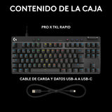 Logitech G PRO X TKL RAPID, teclado para gaming con cable sin teclado numérico con interruptores analógicos magnéticos, modo de disparo rápido, RGB, accionamiento ajustable, US INTL - Negro