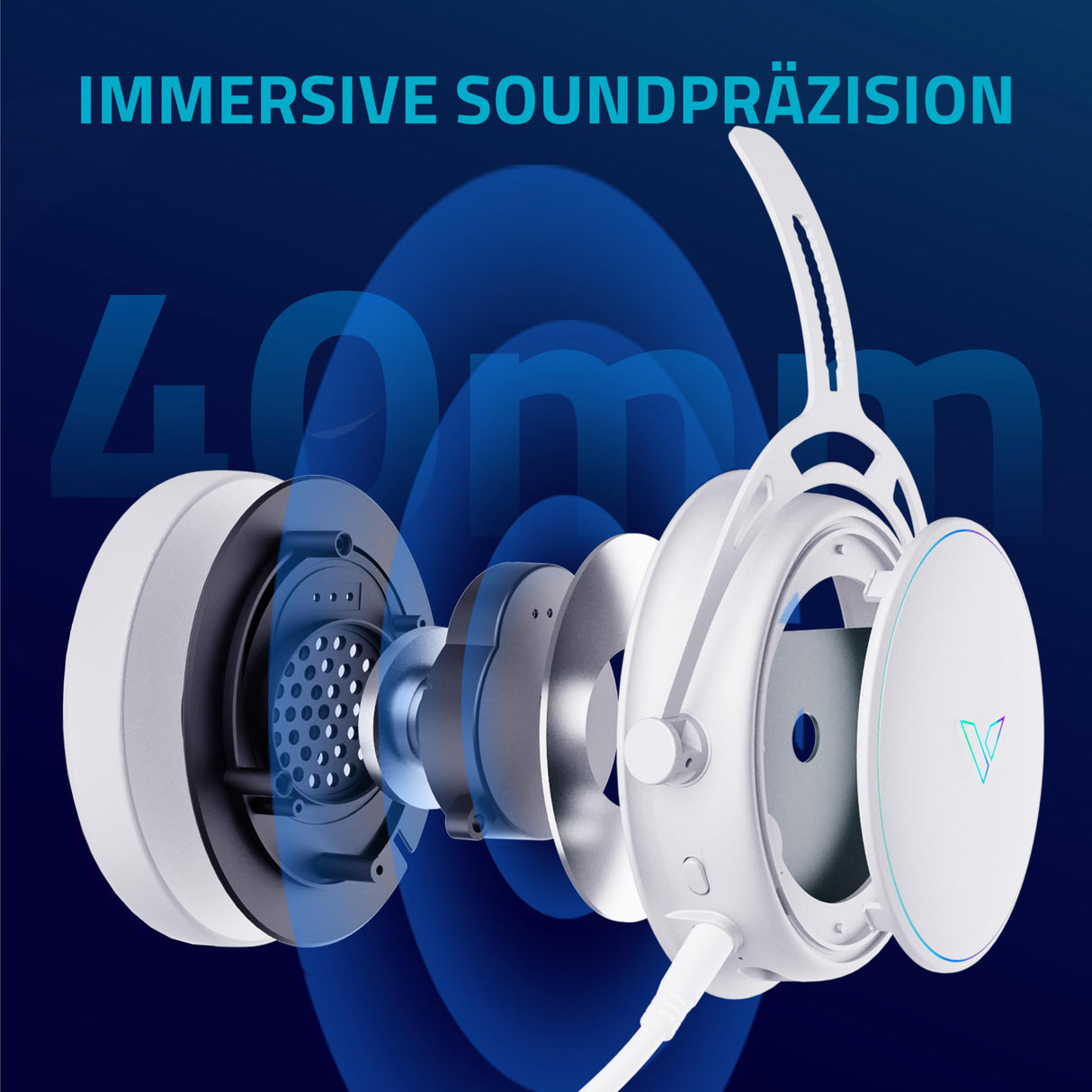 Rapoo Auriculares inalámbricos VH800 para Videojuegos, micrófono Flexible con Silencio, Almohadillas de Piel sintética, batería de 46 h, Auriculares Bluetooth y PC de 2,4 GHz, Mac, Xbox One, PS4,