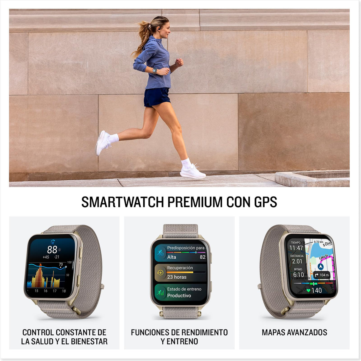 Garmin Venu X1, Smartwatch Premium con GPS, Pantalla AMOLED de 2'', Funciones de Salud y Bienestar 24/7, Altavoz y Micrófono Integrados, Mapas, Linterna LED, hasta 8 días de autonomía, Beige