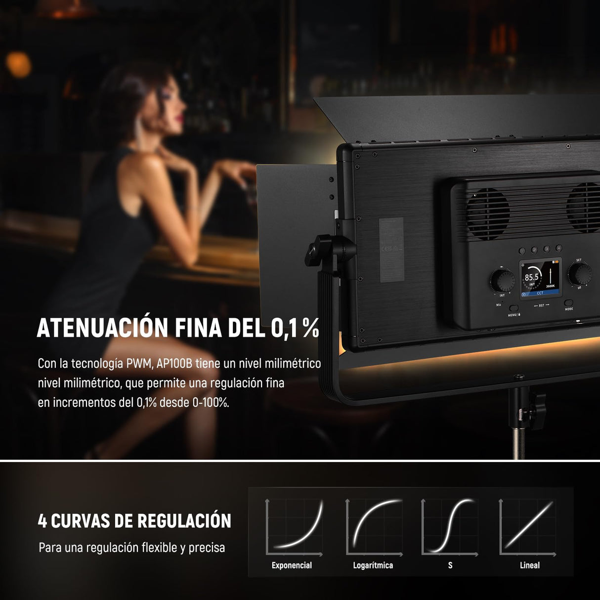 NEEWER 100W Bicolor LED Panel Luz Video Kit, 960 LED 38600Lux@0.5m 2500K-8500K CRI96+/TLCI97+ 0-100% Atenuación, App/2.4G/Panel/Control DMX para Foto Estudio Pro Grabación Luz Escenario, AP100B