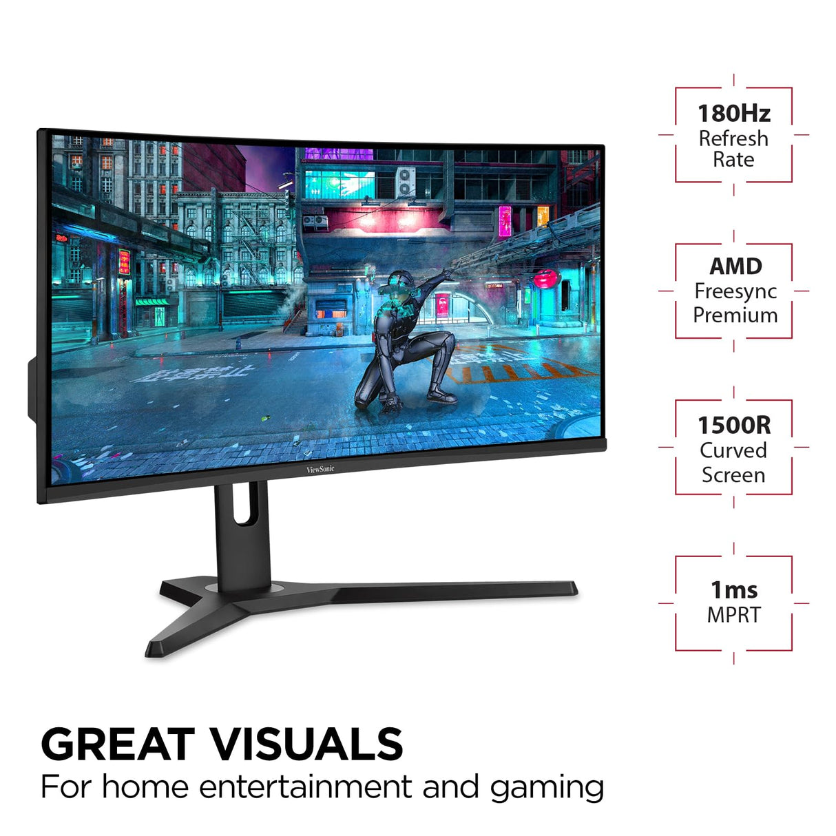 ViewSonic VX3418-2KPC Monitor VA 34" QHD, Curvo 1500R, 144hz, 1ms MPRT, Adaptive Sync, 2 HDMI, 2 DisplayPort, Altavoces, pie Ajustable en Altura