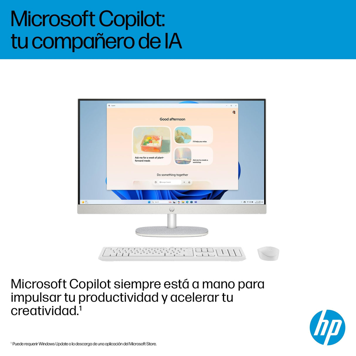 HP 27-cr2002ss - Ordenador de 27" Full HD con Cámara, Teclado y Ratón Inalámbricos (Intel Core Ultra 5 225U, 32GB RAM, 1TB SSD, Intel UHD Graphics, Windows 11) Blanco - Teclado QWERTY Español