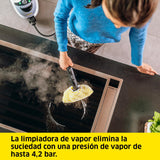 Kärcher Limpiadora de vapor manual SC 5 EasyFix Iron, conexión agua caliente, 4,2 bar, calentamiento: 3min., superficie: aprox. 150m², depósito: 0,5 l+1,5 l, kit limpieza suelos, plancha vapor presión