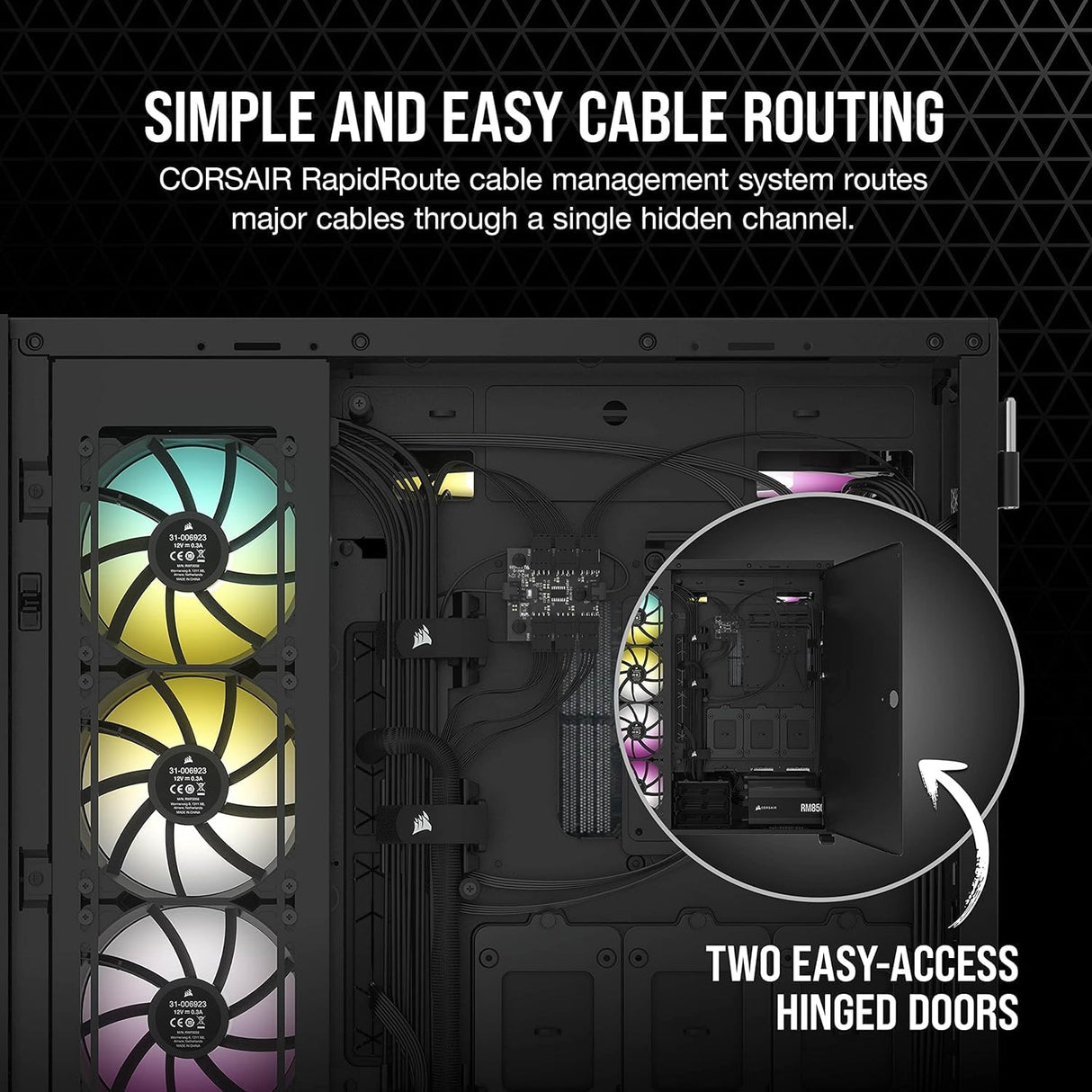 Corsair 7000D AIRFLOW Chasis para PC ATX Full-Tower, Panel Frontal con Un Caudal de Aire Elevado, Tres Ventiladores de 140 mm Incluidos con Repetidor PWM, Espacioso Interior, Negro