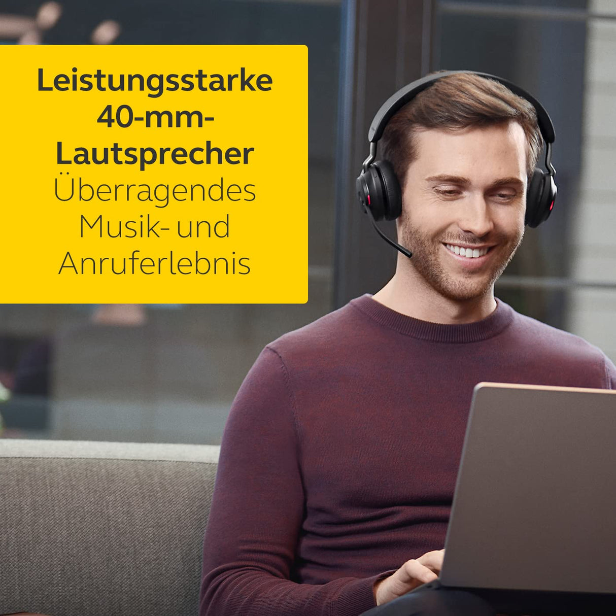 Jabra Evolve2 65 Auriculares Inalámbricos Estéreo PC con Cancelación de Ruido - Certificados para plataformas UC - Batería de Larga Duración - Adaptador Bluetooth USB-A - Negro