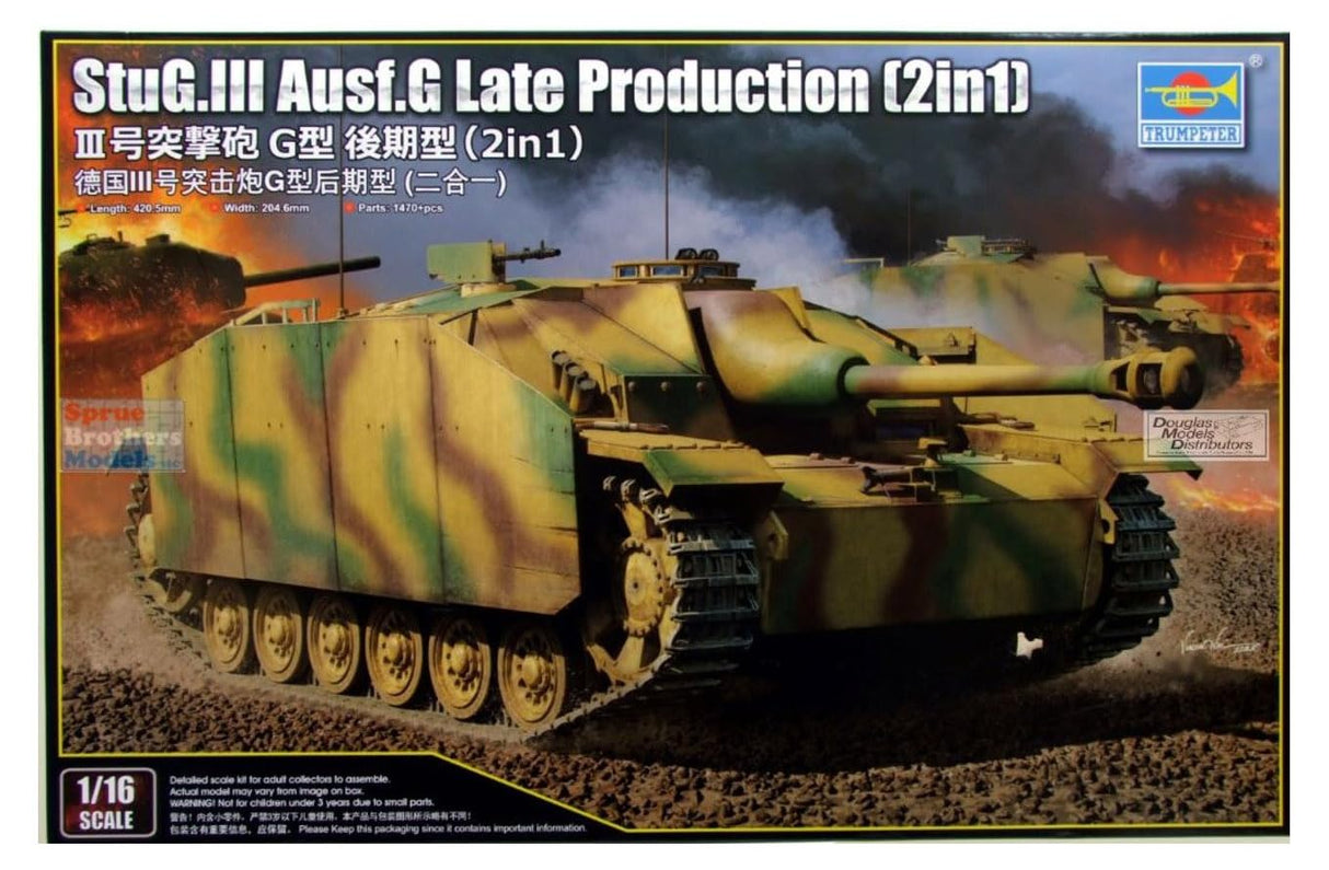 Trumpeter 00947 - Stug.III Ausf.G Late Production (2 en 1) - Escala 1/16 - Caja de montaje de plástico