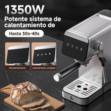 AMZCHEF Cafetera Espresso de 20 Bares con Pantalla LED Cafetera Todo en Uno con Depósito Extraíble de 1,2 Litros para Regalos del Hogar Cafetera Latte Compacta de Acero Inoxidable, 1350W