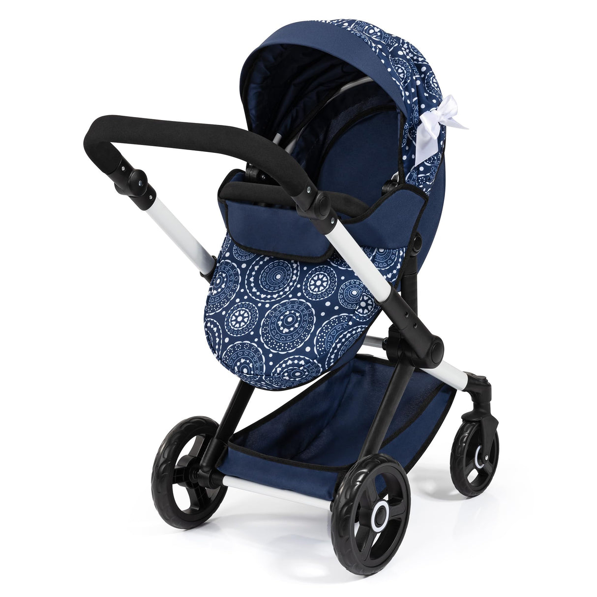 Bayer Design 17073AB Cochecito de muñeca Combi Xeo, Carro para muñecos, Bolsa, Convertible, Regulable en Altura