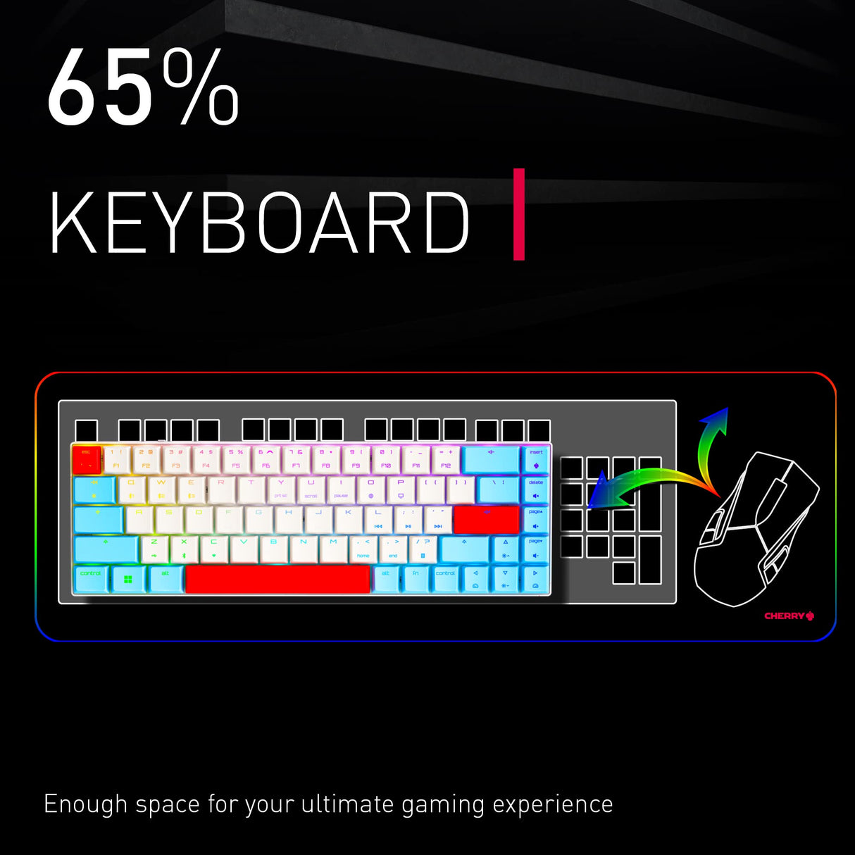 CHERRY MX-LP 2.1 Compact Wireless, Teclado Inalámbrico Compacto de Gaming con 69 Teclas, Distribución de Teclado Francés (AZERTY), Switches Mecánicos MX LOW PROFILE SPEED, Blanco