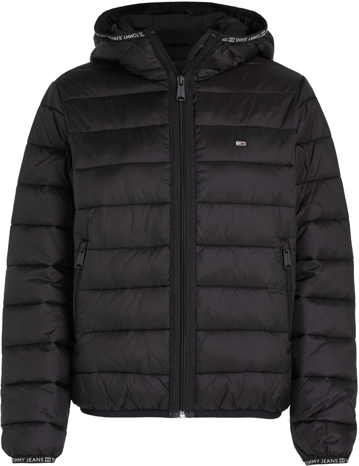 Tommy Jeans Cazadora Acolchada Mujer Quilted Tape Hood Jacket con Capucha, Negro (Black), XXS