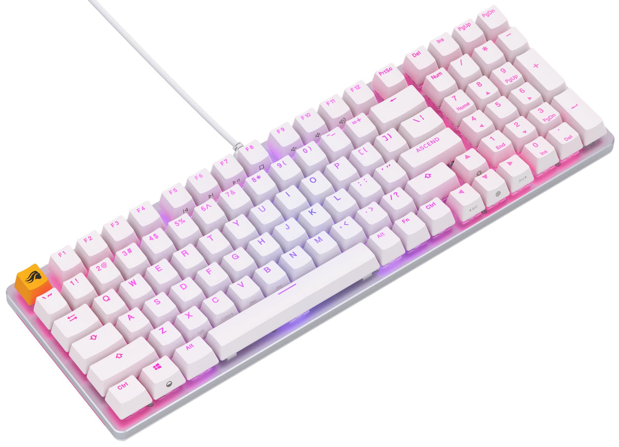 Glorious Gaming GMMK 2 Full Size (96%) - Teclado gaming mecánico, carcasa de aluminio, personalizable, keycaps dobles, switches Glorious Fox, RGB, distribuciones QWERTY estadounidense - Blanco