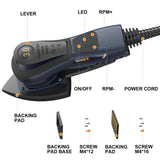 MAXXT Lijadora Delta y Rectangular 2EN1 sin escobillas 350W, 6 velocidades ajustables (4000-10000 rpm), Parada1-2 segundos, Incluye 20 hojas de lija, para rincones estrechos y lijado fino