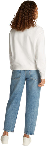 Tommy Hilfiger Sudadera Mujer Script de algodón, Blanco (Ecru), S