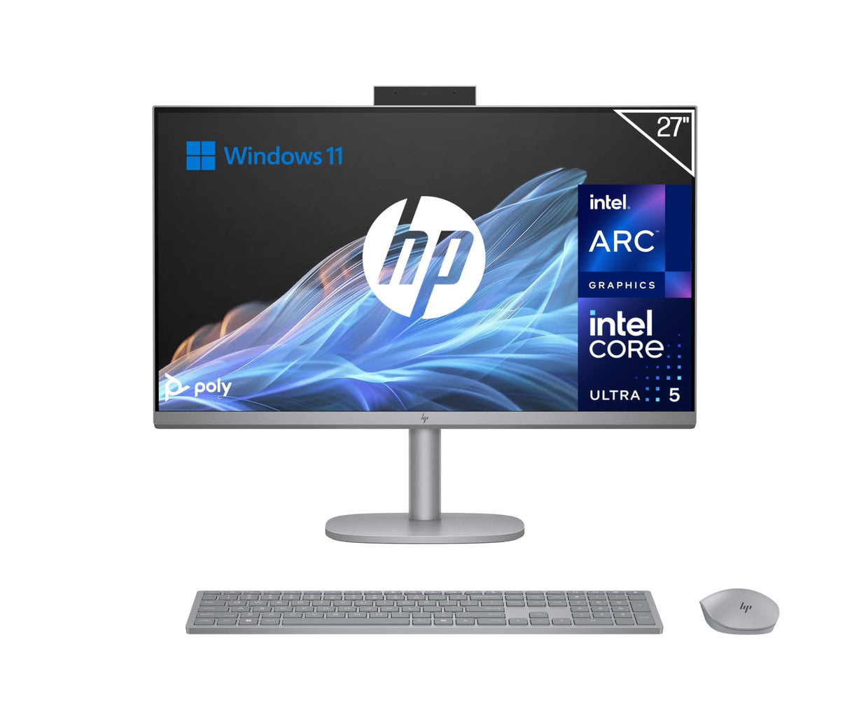 HP OmniStudio X All-in-One 27 FHD (Procesador Intel Ultra 5-125H, 16GB RAM, 1TB SSD, Gráfica Intel ARC, Windows 11) - Teclado QWERTY Español - Silver