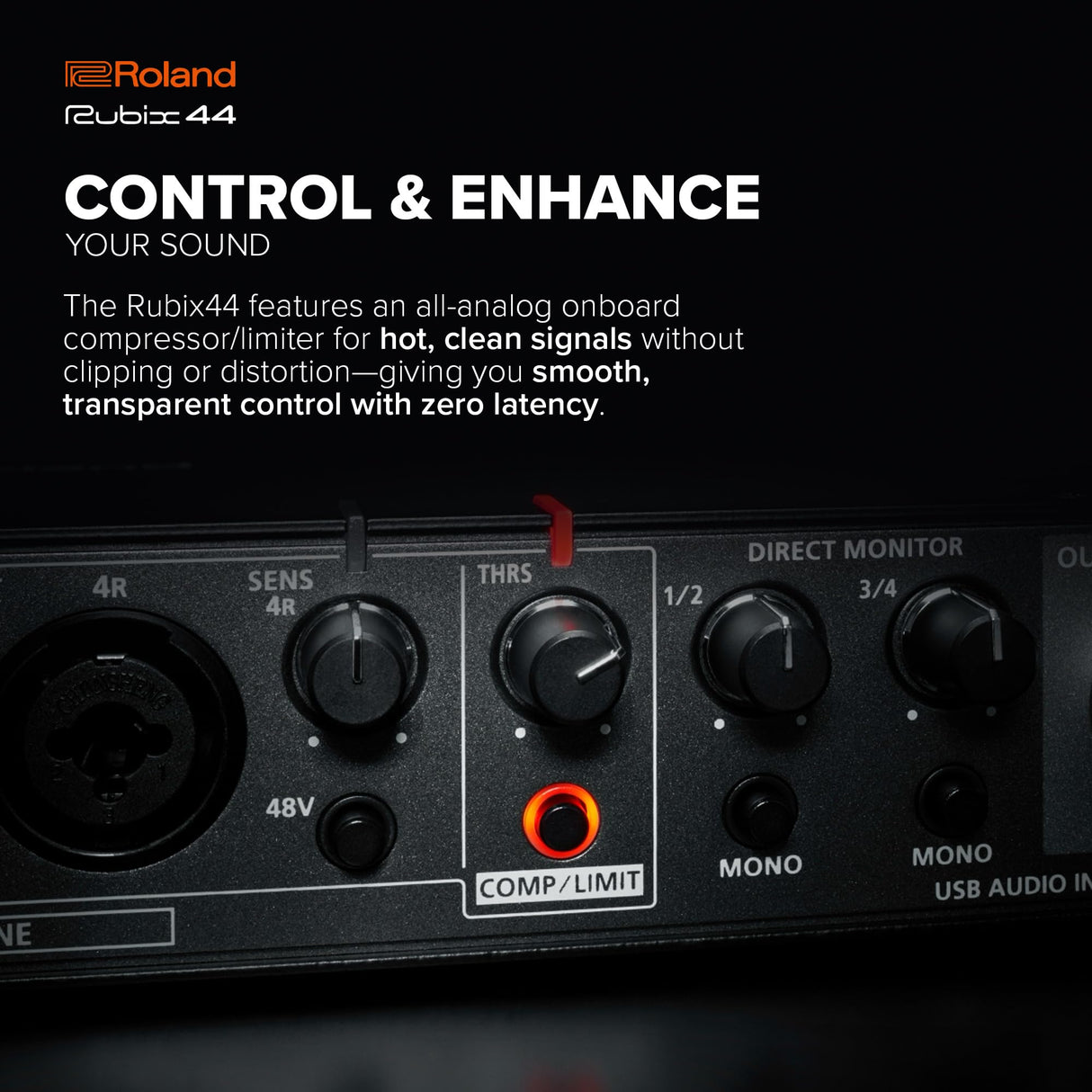 Interfaz de alta resolución con 4 entradas y 4 salidas Roland RUBIX44 — La solución de alta resolución para producción musical personal