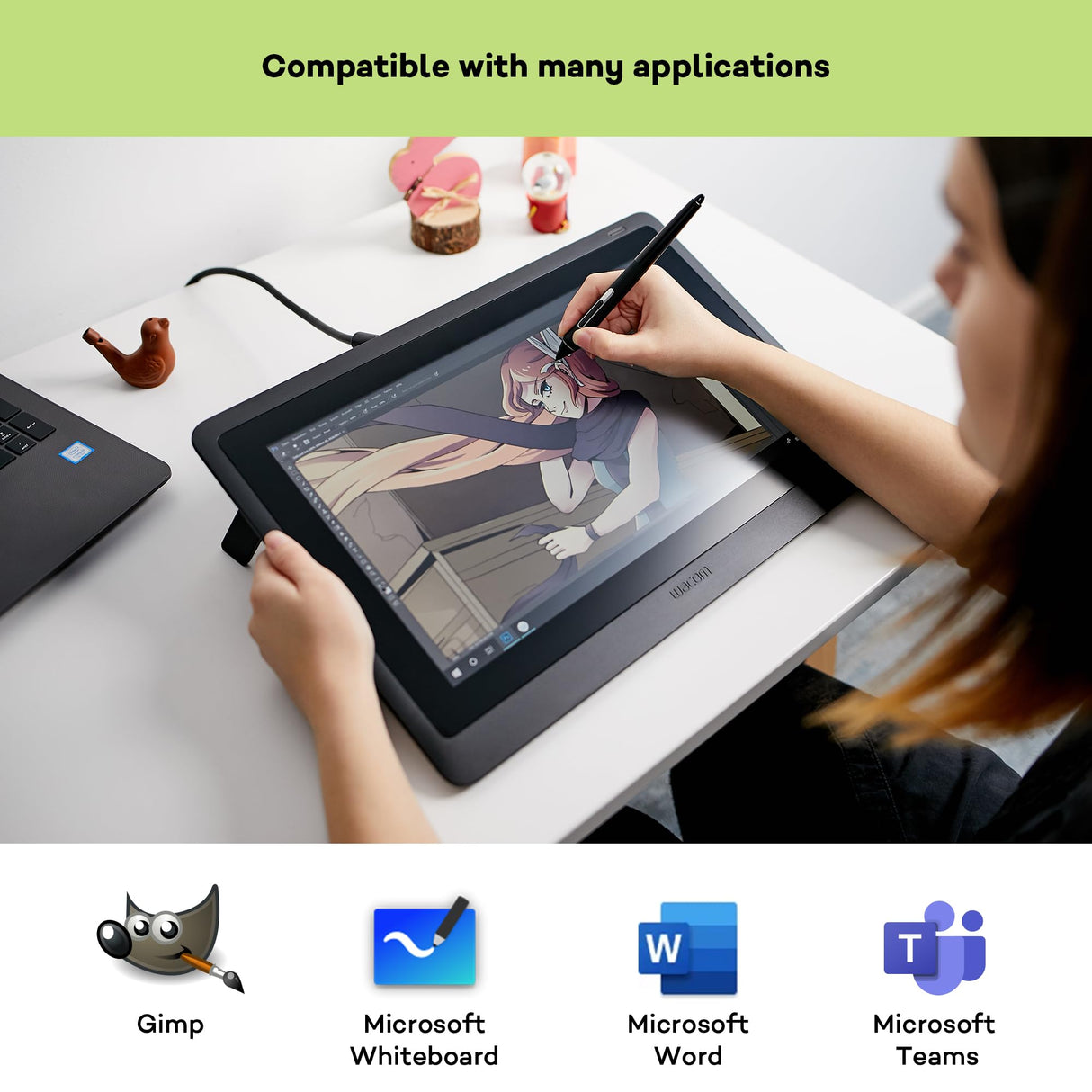 Wacom Cintiq 16 - Monitor Interactivo y bolígrafo Wacom Pen Pro 2, Pantalla LCD de 16" para diseño digital, Resolución Full HD, Compatible con Windows y OS, Negro