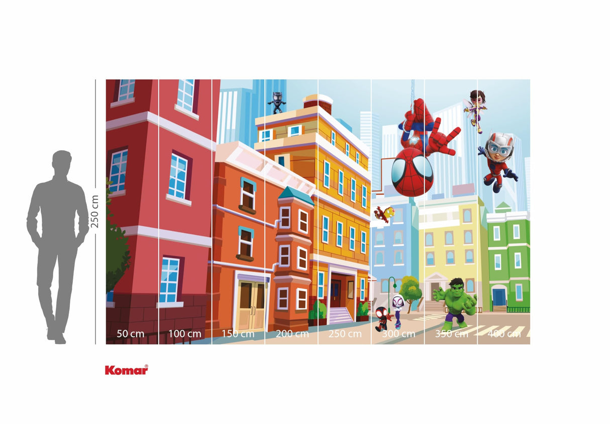 Komar WTD - Papel pintado fotográfico (400 x 250 cm), diseño de Spidey and His Amazing Friends City