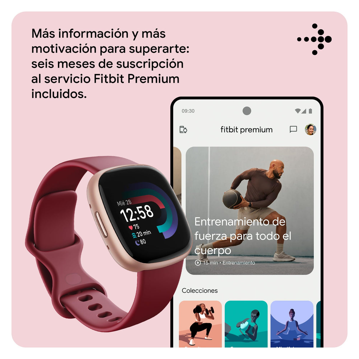 Fitbit Versa 4,Beet/Copper Rose Smartwatch, Unisex-Adult, Rojo Cereza/Aluminio Rosa cobrizo, One Size