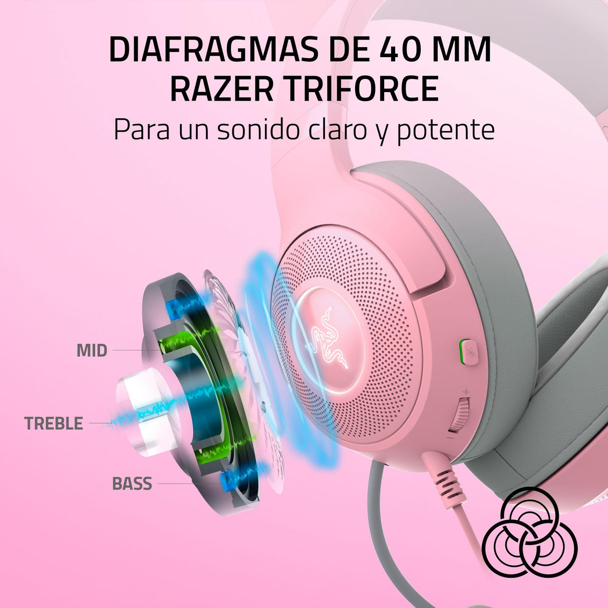 Razer Kraken Kitty V2 - Auriculares RGB por Cable con Orejas de Gatito (Iluminación reactiva al Streaming, Micrófono cardioide HyperClear, Diafragmas de 40 mm Triforce, Sonido Envolvente 7.1) Quartz