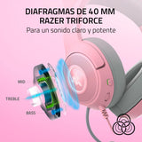 Razer Kraken Kitty V2 - Auriculares RGB por Cable con Orejas de Gatito (Iluminación reactiva al Streaming, Micrófono cardioide HyperClear, Diafragmas de 40 mm Triforce, Sonido Envolvente 7.1) Quartz