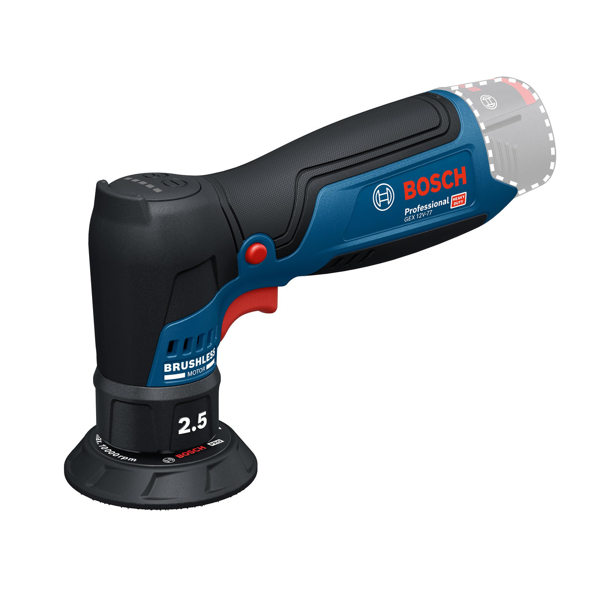 Bosch Professional 12V System lijadora orbital excéntrica a batería GEX 12V-77 (incl. plato de caucho montado con cierre por contacto de 77 mm, llave)