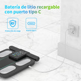 Healthkeep Báscula Persona Balance Conectada Impedancia Con 8 Electrodos 21 Datos Corporal Pantalla VA Medición BIA de Doble Frecuencia Con APP para Andriod e iOS, Máx. 180 kg/400 lb/28