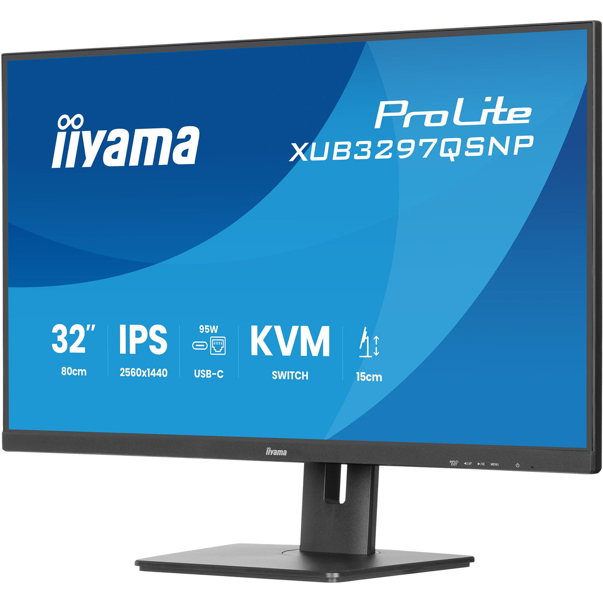 iiyama XUB3297QSNP-B1 Monitor de 31.5 Pulgadas, IPS, 2560 x 1440/100Hz, 1H1DP1C, HAS, RJ45, PD95W, KVM