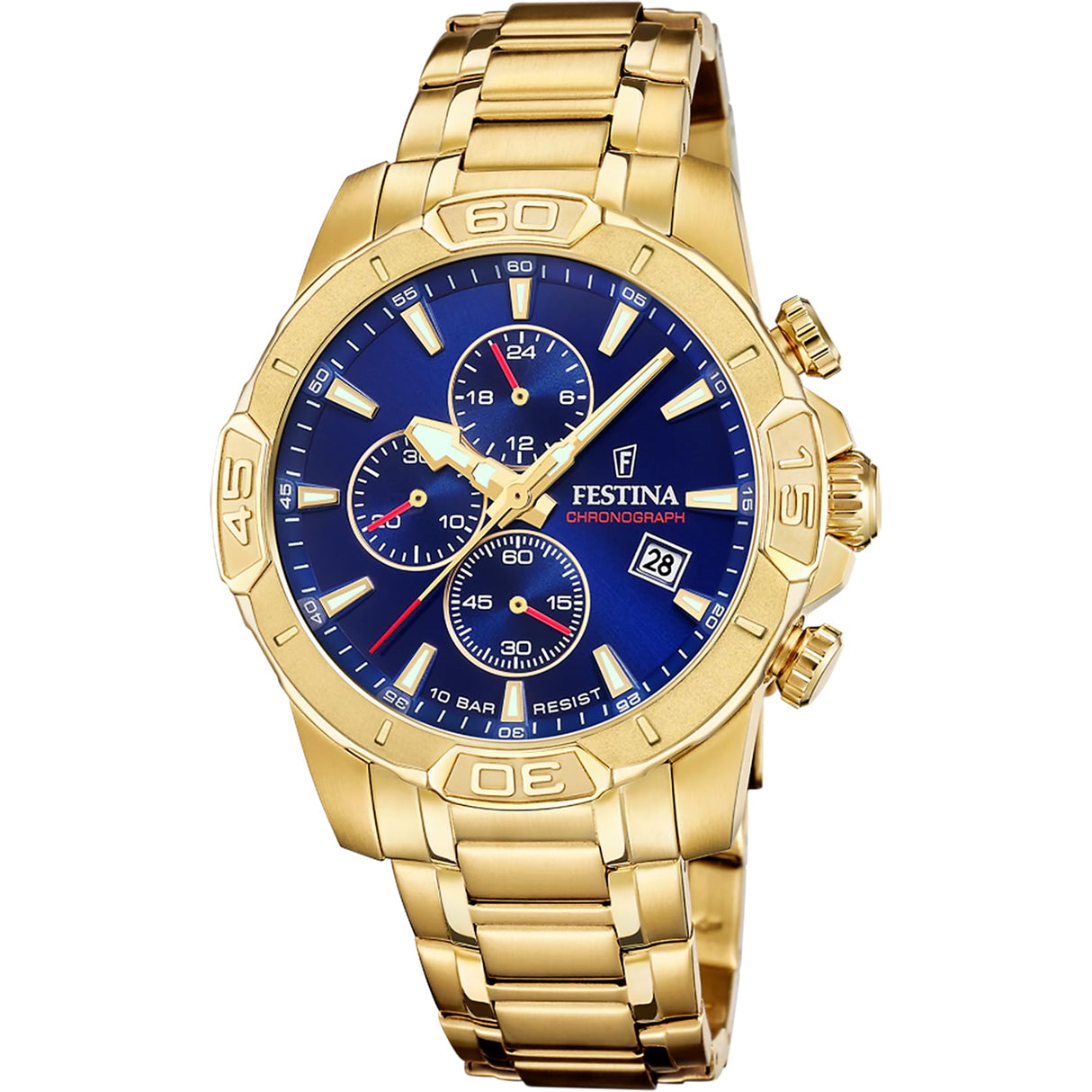 Reloj FESTINA para Hombre F20705/3 Timeless Chronograph Caja de Acero Inoxidable 316l Dorado Correa de Acero Inoxidable 316l Dorado