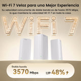 Tenda Nova ME3 Pro (Pack de 3) – Sistema WiFi 7 Mesh BE3600 (3.6Gbps | 5GHz: 2882Mbps, 2.4GHz: 688Mbps), Doble Banda, para Hogares de 4-7 Habitaciones, NFC, MLO, MRU, WPA3, Blanco