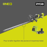 RYOBI - Cortasetos 18V One+ con Batería 18V One+ 2,0 Ah y Cargador 1,5A - Espada 55cm, Capacidad máx. 24mm, Velocidad 2700 RPM - Recogedor de Residuos HedgeSweep, Funda Protectora - RY18HT55A-120