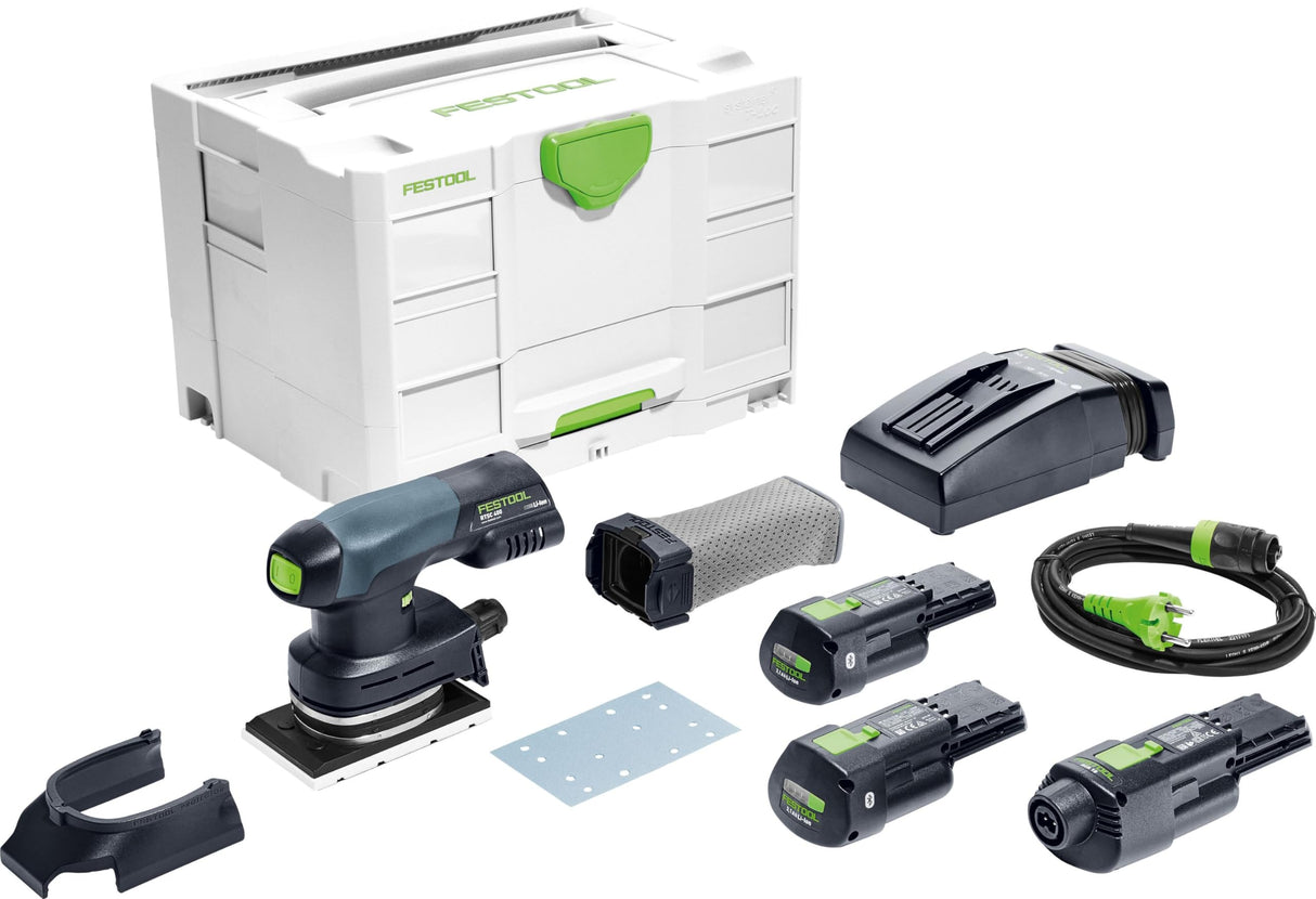 Festool Systainer RTSC 400 3.0 I-Set - Deslizador de batería (incluye batería BP 18 Li 3,0, cargador rápido, adaptador de red (incluye cable de alimentación Plug IT), zapata, protector, bolsa de