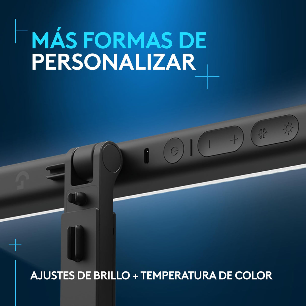 Logitech G Litra Beam, luz LED principal premium para gaming, TrueSoft, soporte de escritorio ajustable, ajustes de brillo/temperatura de color, control de aplicación de escritorio, PC/Mac, Grafito