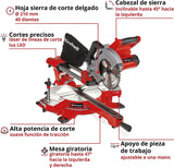 Einhell Ingletadora telescópica TE-SM 36/210 Li-Solo Power X-Change (36 V, iones de litio, Ø210x Ø30 mm hoja, función de tracción de marcha suave, láser de línea de corte, sin batería y cargador)