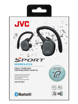 JVC Auriculares Bluetooth HA-ET45T True Wireless, Micrófono y Clip Desmontable. Máxima Adaptabilidad, Agarre y Resistencia. Batería 14h, Color Negro