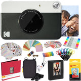 KODAK Printomatic Cámara instantánea (Negro) Paquete Todo Incluido con Papel fotográfico Zink (20 Hojas) y Mucho más.